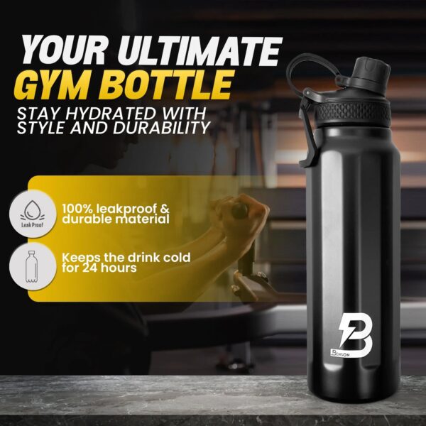 Edelstahl Fitness Trinkflasche 1,2 Liter – BPA - frei, robust & perfekt für Fitness - Benson